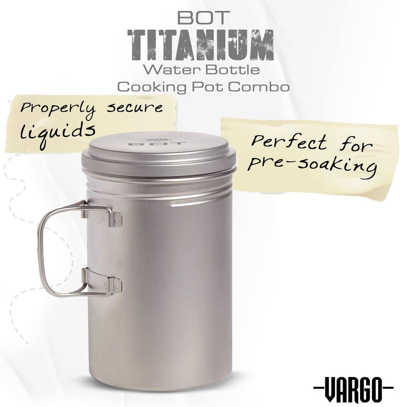 Vargo Titanium BOT Series | BOT-HD Bottle Pot – 1 Liter (34 oz.) Ultralight Water Bottle Cooking Pot Weighs 153 grams (5.4 oz.) | Backpacking Camping - Image 4